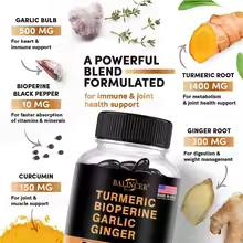 4-in-1 Turmeric Ginger Supplement with Pepperin 2360 Mg with Garlic Curcumin Black Pepper, for Joint, Digestive & Immune Support